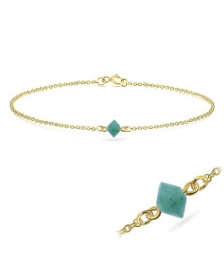 Gold Plated Aventurine Silver Bracelet BRS-422-GP